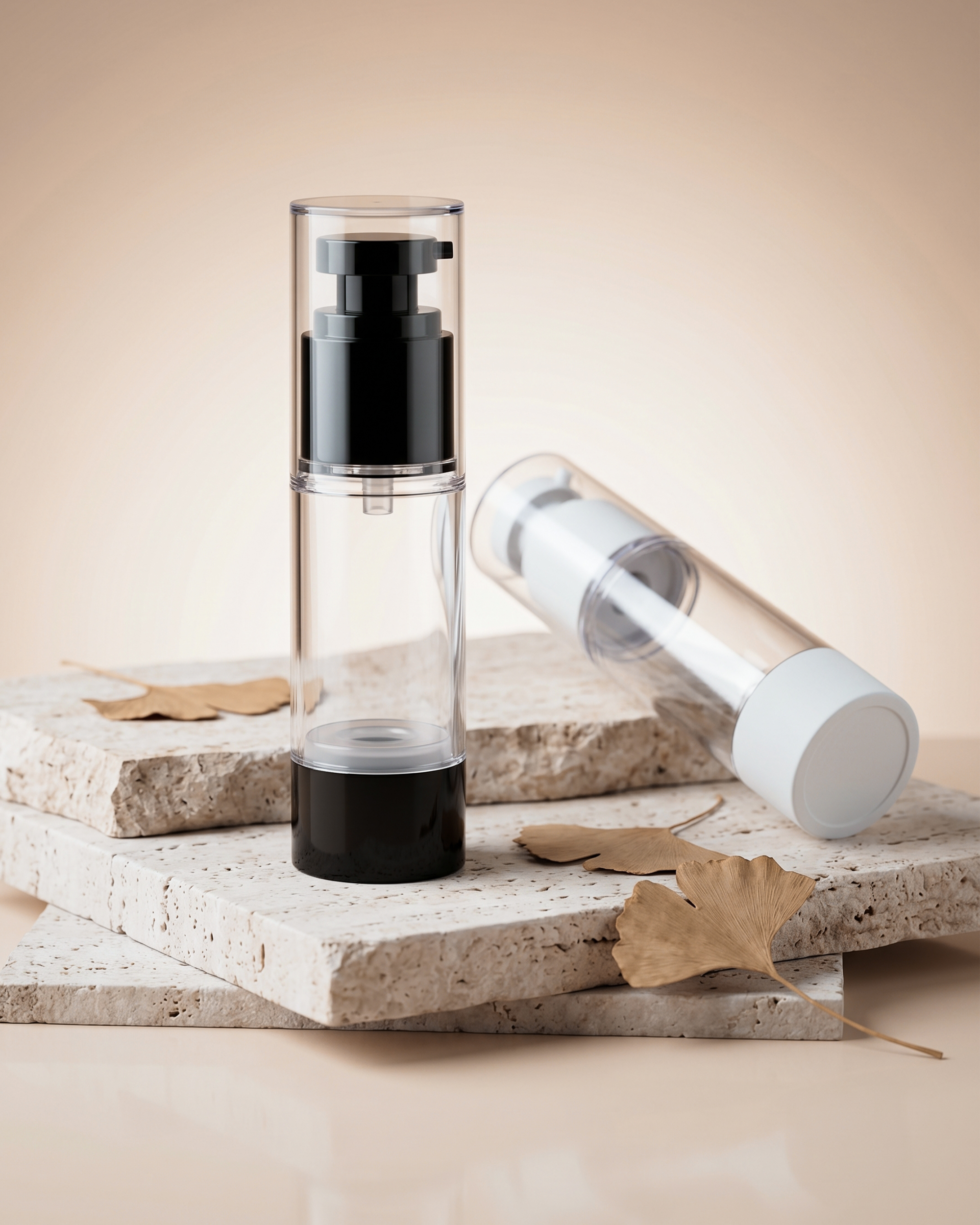 30ml white and black airless bottle — Laminaa skincare packaging