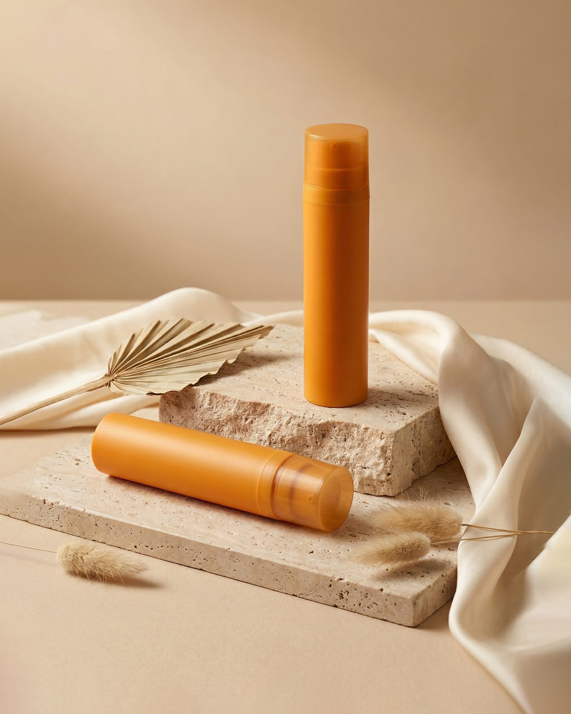 50ml airless pump bottle with orange base — Laminaa skincare packaging
