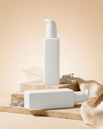 lamina 100 ml white rectangular cosmetic bottles with white pump