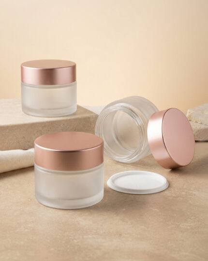 lamina 30g , 50g frosted glasss jar with rose gold cap