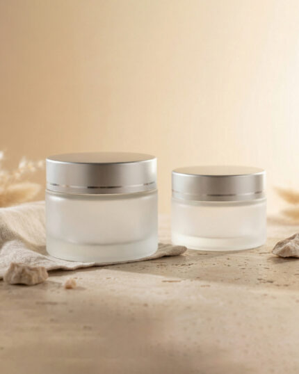 lamina 30g , 50g frosted glasss jar with siliver cap with ring